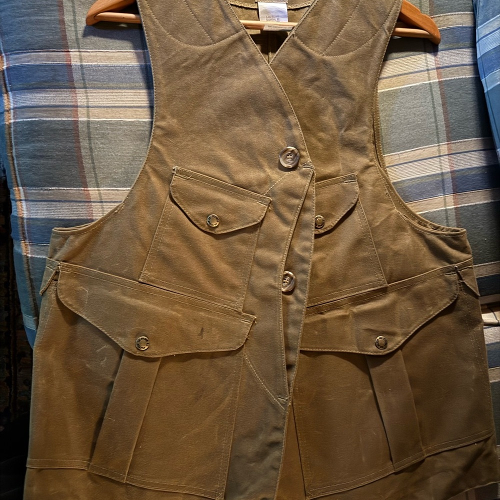 Vintage Filson Bird Hunt Waxed Oil Cloth Vest - Medium